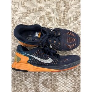 Nike Mens LunarGlide 7 747355-400 Dark Obsidian Total Orange Running Shoes Sz 10